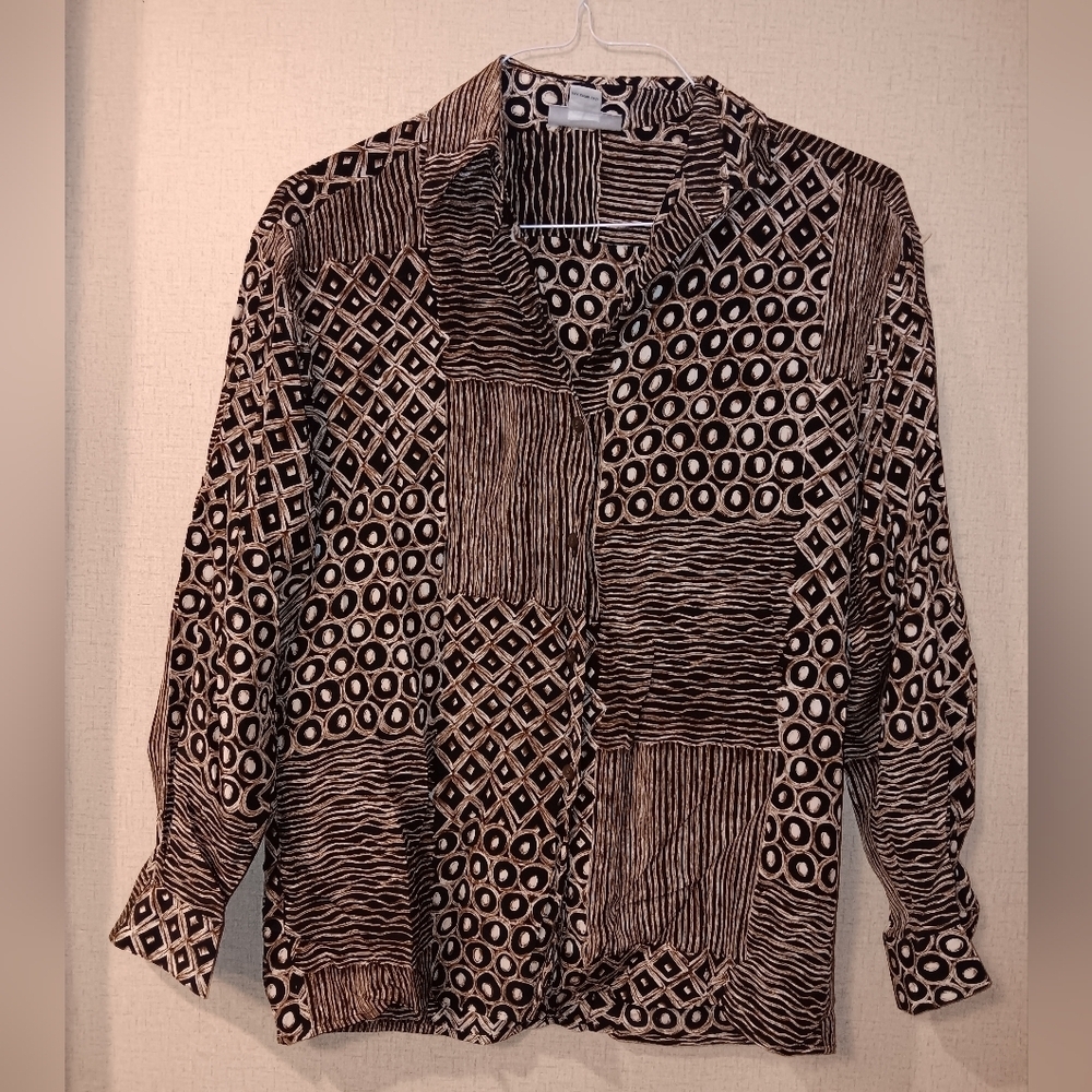 Vintage Evan Picone Black and Brown Silk Garment